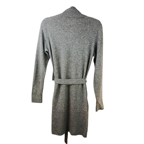 Isaac Mizrahi SZ M 100% Cashmere Sweater–Shawl Collar-Waist Tie-Pockets-Gray - Picture 4 of 5